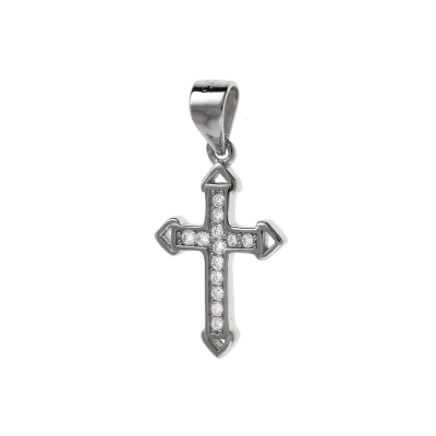 Wisiorek srebrny krzyż z cyrkoniami w0242 - 1,1g.