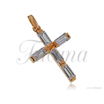 Wisiorek złoty krzyż krzyżyk z cyrkoniami gw182 - 1,9g.