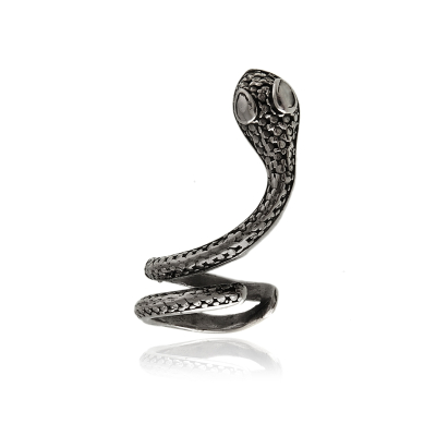 Nausznica wąż z ciemnego srebra kn147 - 2,3g.