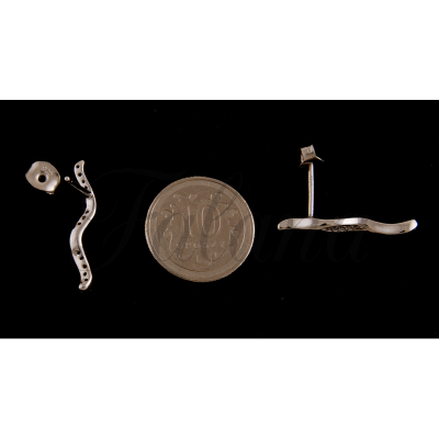 Kolczyki srebrne rodowane z cyrkonią wąż żmijka k1685 - 1,5 g