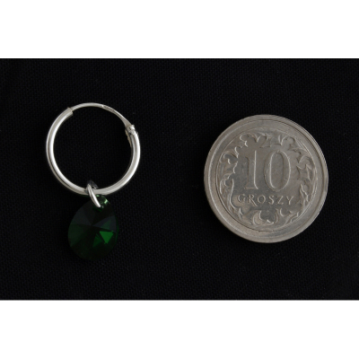 Kolczyki srebrne Kółka z zielonymi kryształkami k3553 - 1,0g.
