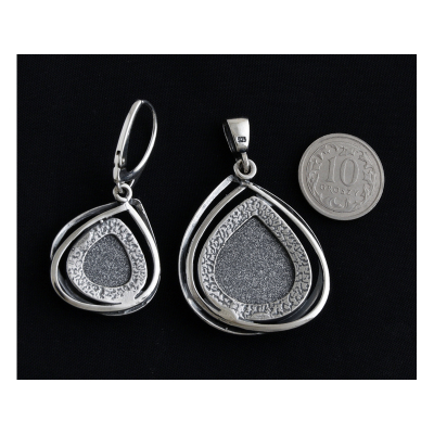 Komplet srebrny kolczyki i wisior z kamieniem słonecznym z0746- 11,1g.