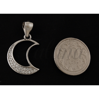Wisiorek srebrny Księżyc z monetą w0420