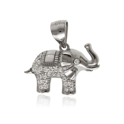Wisiorek srebrny Słoń z cyrkoniami