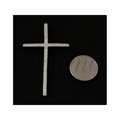 Wisiorek srebrny Duży krzyż z monetą w0415