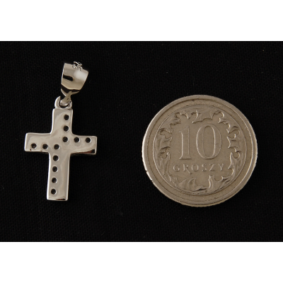 Wisiorek srebrny krzyż z cyrkoniami w0488 - 1 g.