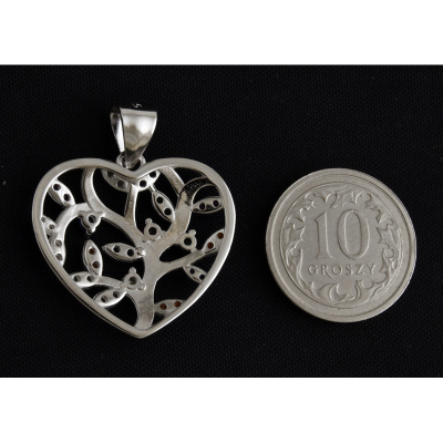 Wisiorek srebrny Serce z drzewem życia szczęścia w0561 - 2,3g.