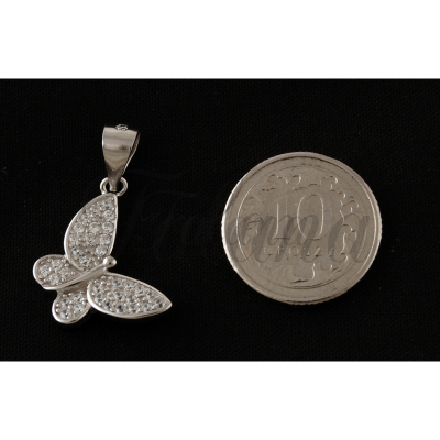 Wisiorek srebrny Motyl z monetą 10 groszy w0425