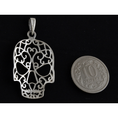 Wisiorek srebrny Ażurowa trupia czaszka w0517 - 1,8g.