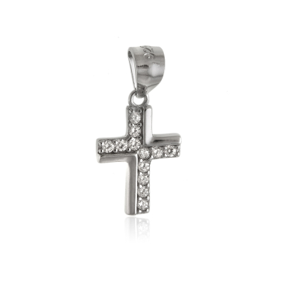 Wisiorek srebrny krzyż z cyrkoniami