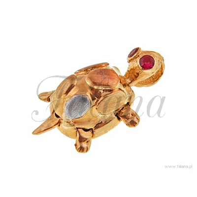 Wisiorek żółw żółwik z trójkolorowego złota Cyrkonia gw091 - 2,05 g.